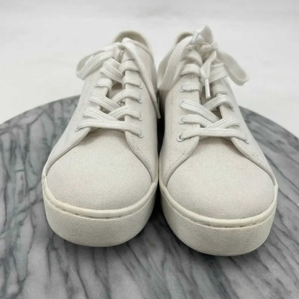 J Crew‎ Womens 6 Sneakers White Canvas Platform Low Top Lace Up Casual Shoes